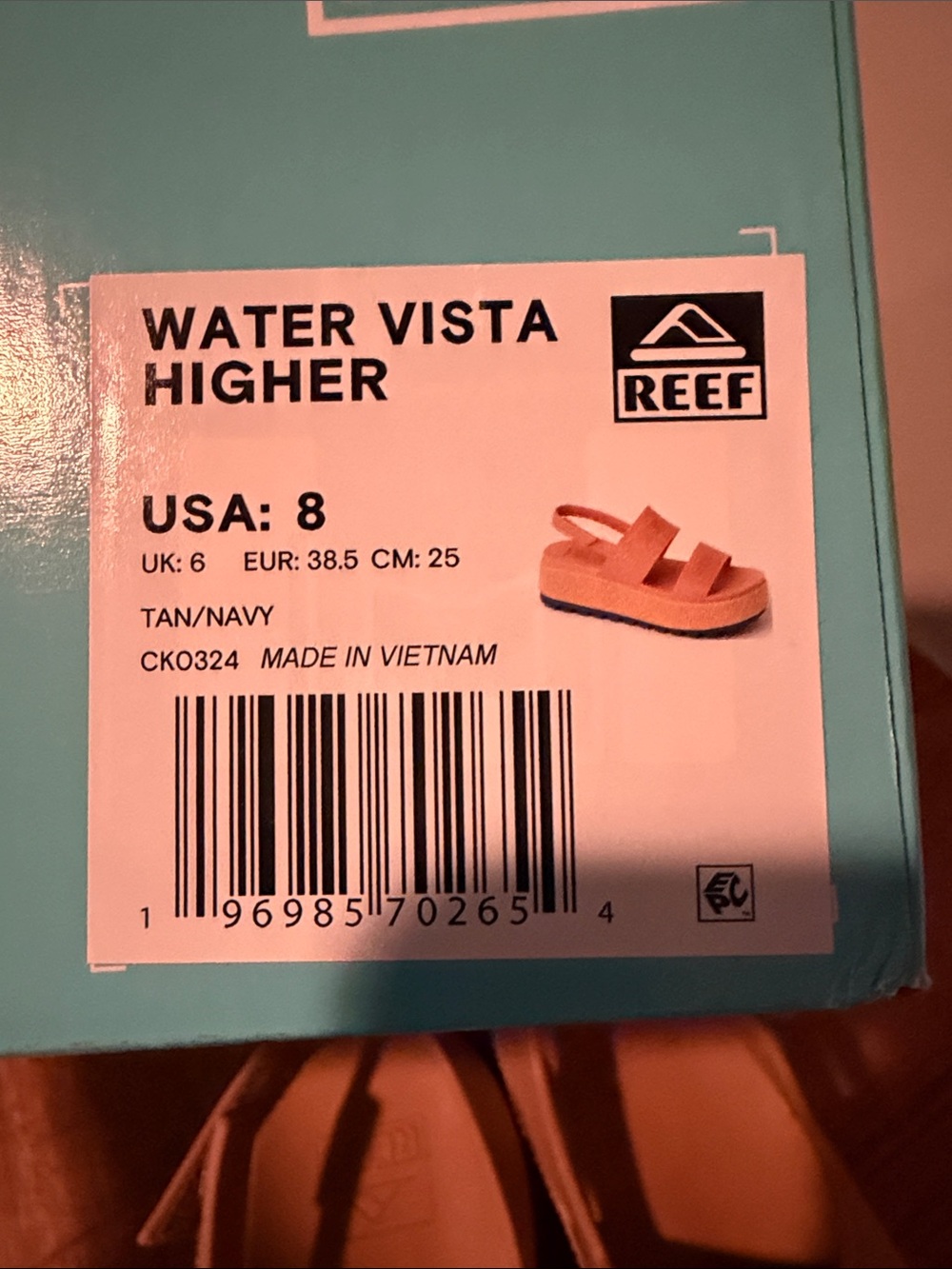 Reef Water Vista Higher Women’s Tan/Navy Platform Slingback Sandals - Picture 7 of 7